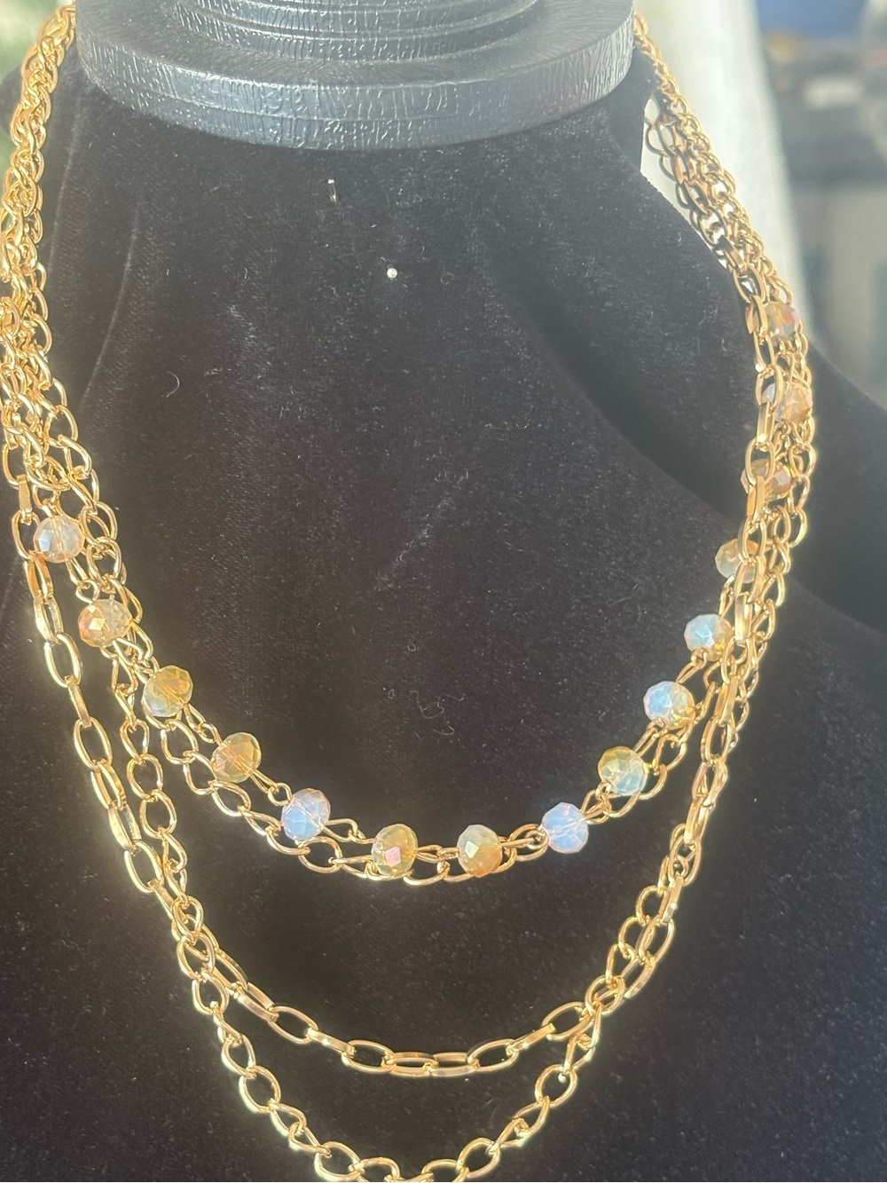 Gold tone Multi-Strand Crystal Accent Necklace - Women Jewelry